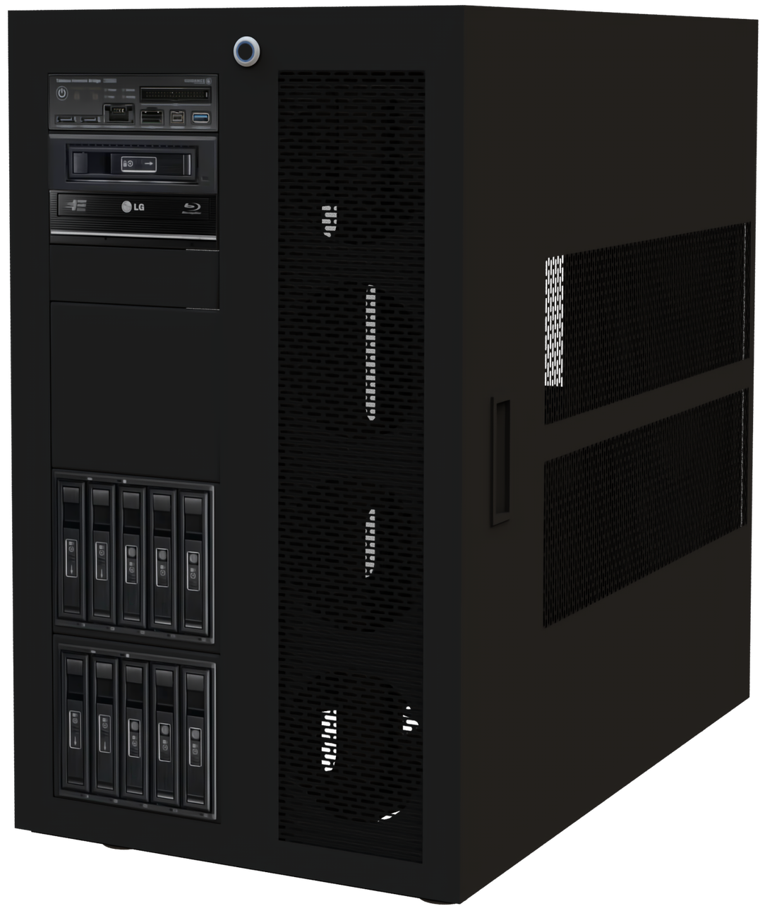 Forensic workstation — black variant, angled view