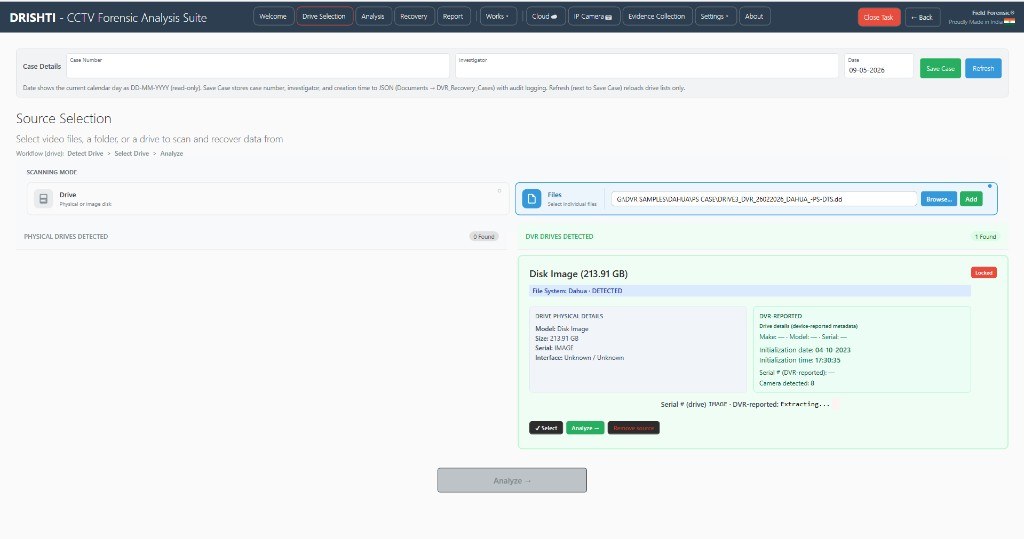 DRISHTI source selection