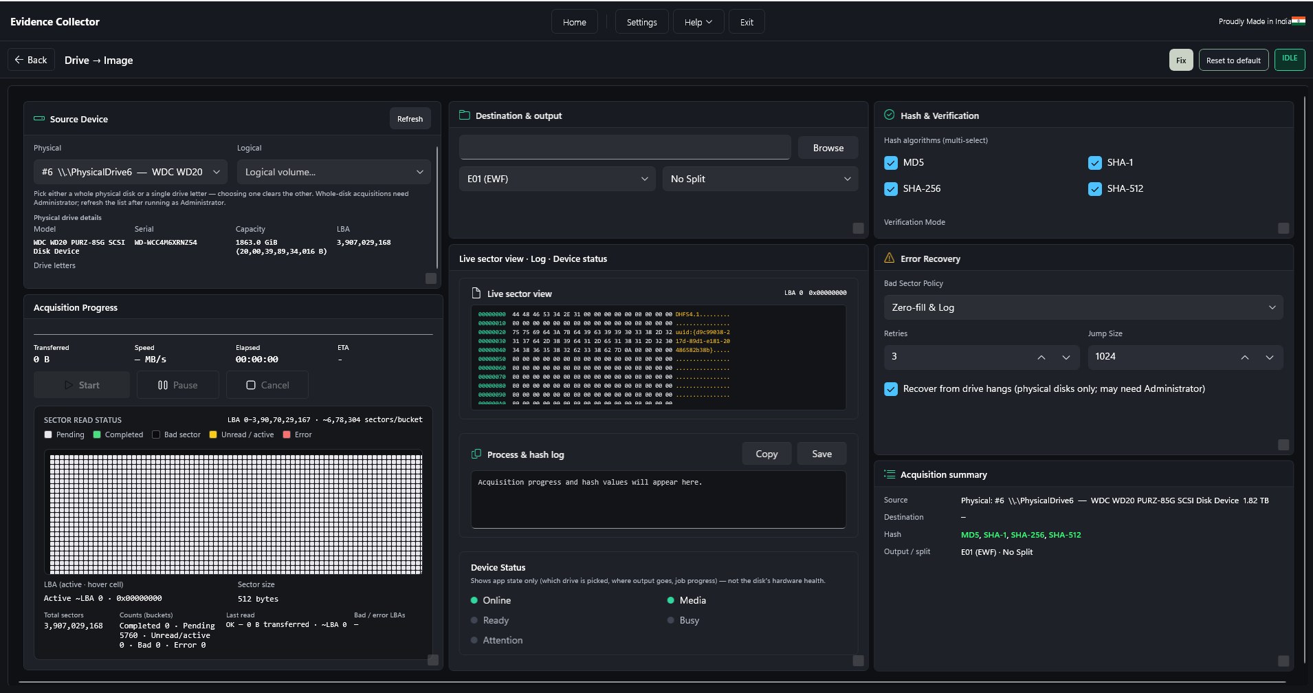 Drive to Image acquisition workflow